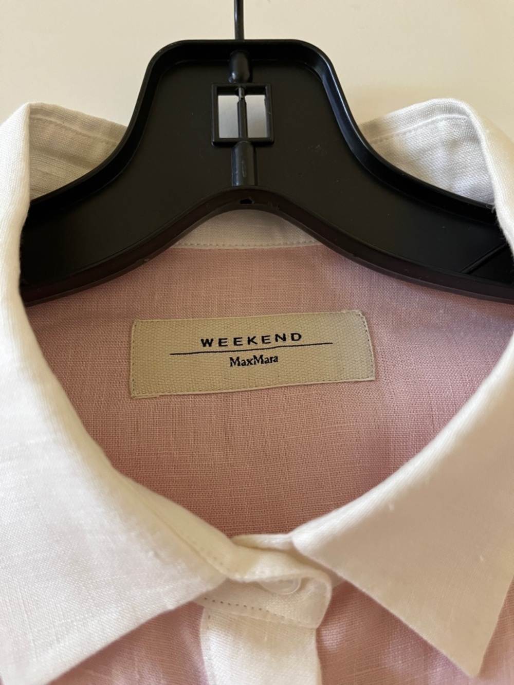 MaxMara Weekend women linen Light Pink Button-Down Shirt with White Collar - Picture 3 of 11
